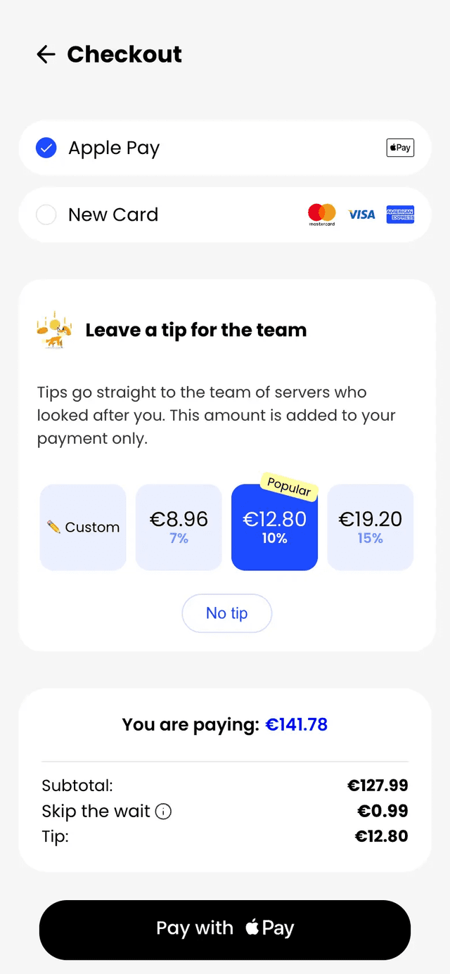 FoxPay checkout screen